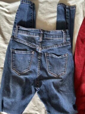 size 1   blue denim jeans womens pants skinny one stretch